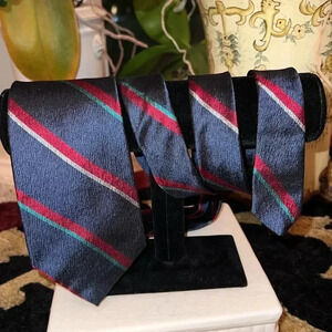 Oscar de la Renta Couture Men’s Neck Tie Navy Blue Gray Burgundy Kelly Green